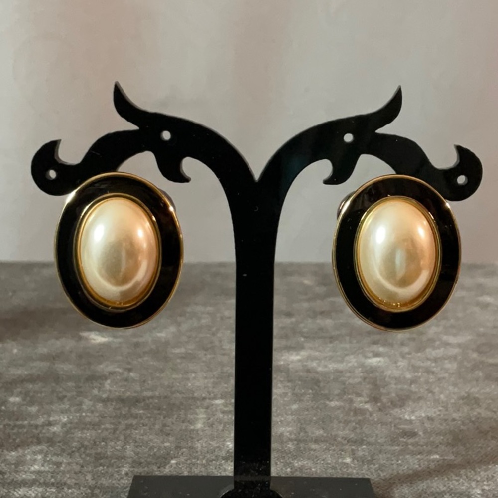 Napier Oval Faux Pearl Earrings